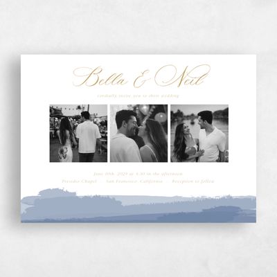 Dusty Cobalt, Blue Wedding Invitation - Saif Multiphoto