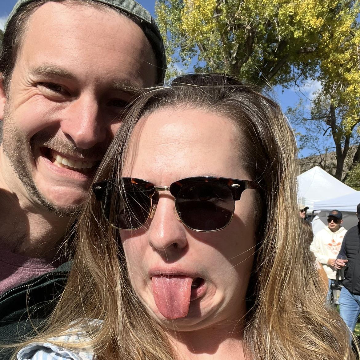 A very recent pic of us. I definitely remember taking it. It was at the Golden Beer and Chilifest that grossly lacked chili (but not beer).