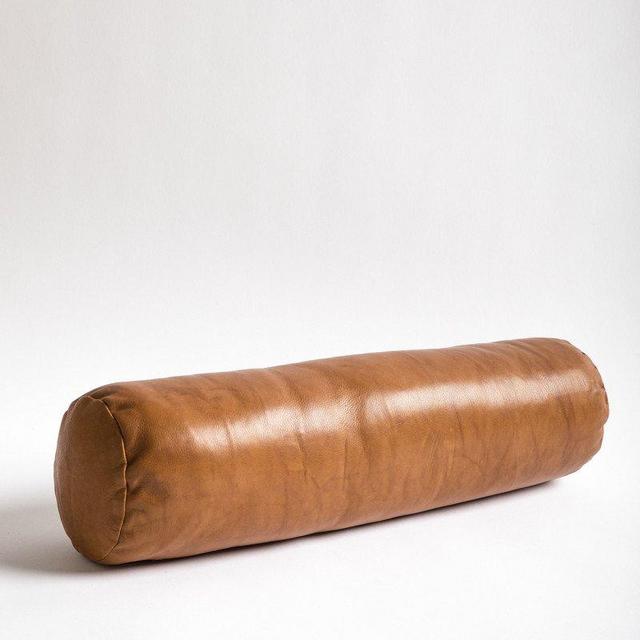 Leather Bolster Pillow in Camel