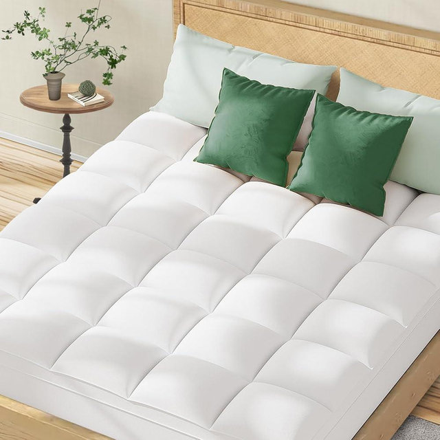 Topllen Queen Mattress Topper for Back Pain, Extra Thick Pillow Top Mattress Pad Cover with 8-21 Inch Deep Pocket, Soft Mattress Protector Overfilled Down Alternative (White, Queen)