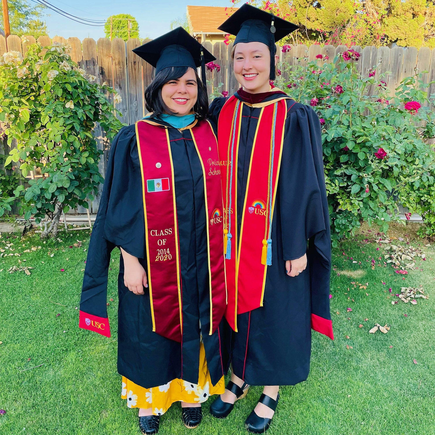 Getting ready for the combined Class of '20/'21 graduation from USC in May 2021.