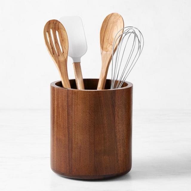 Hold Everything Utensil Holder, Walnut Finish