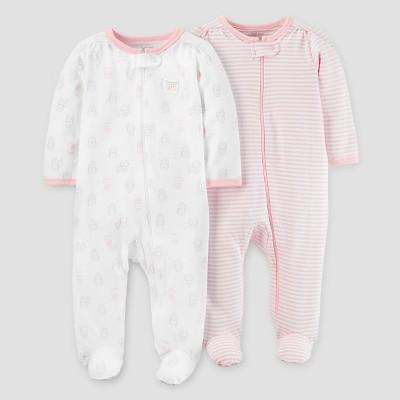 Baby Girls' 2pk Sleep N' Play - Just One You™ Made by Carter's® Owl - Pink/White NB
