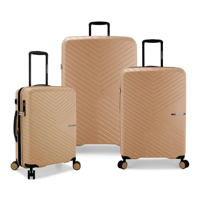 Traveler's Choice Vale 3pc Hardside Spinner Luggage Set with USB Port - Beige