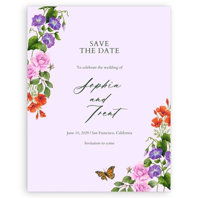 Light Lilac, Purple Wedding Digital Save the Date - Eterno Portrait