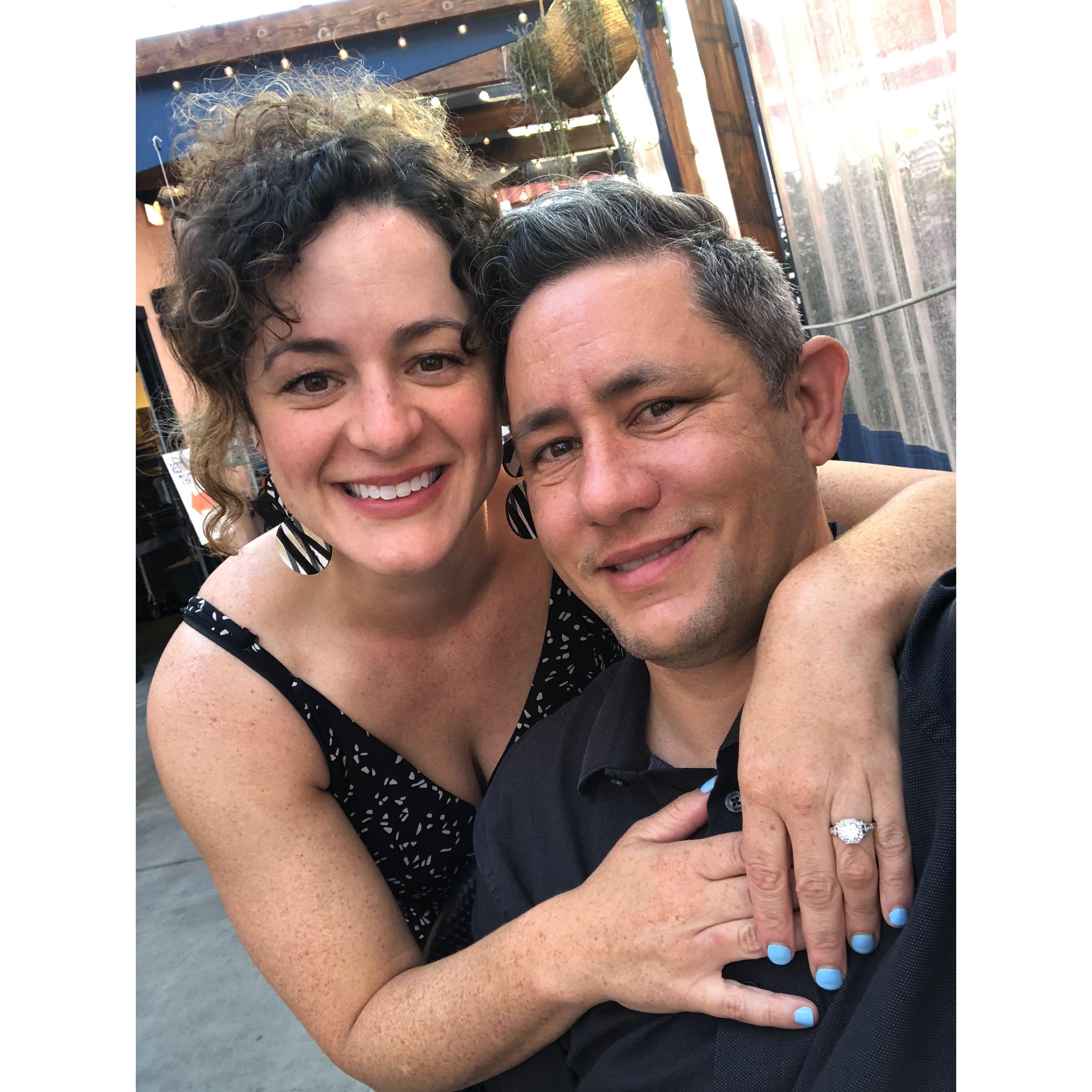 Dinner out to celebrate the custom ring arrival!