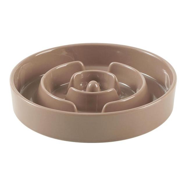 Havniva Ceramic 3.2 Cup Slow Feeder Dog Bowl for Large Dog, 9.5inch Puzzle Food Dish, Anti-Gulping, Stop Bloat, Preventing Choking (Single Bowl-Brown Coffee)