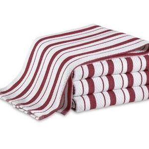 Williams Sonoma Stripe Towels, Set of 4, Claret Red