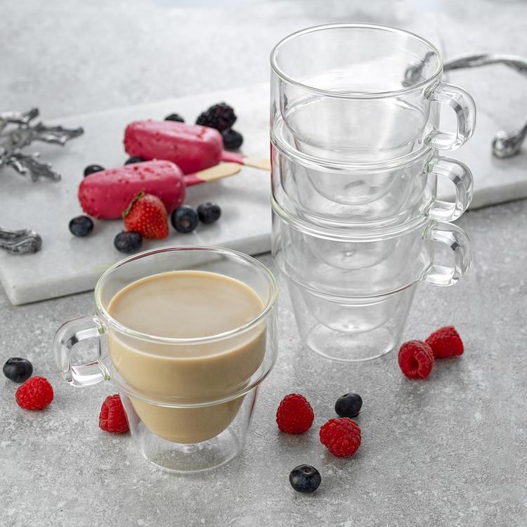 JoyJolt Pivot Double Wall Coffee & Tea Glasses Set of 4 