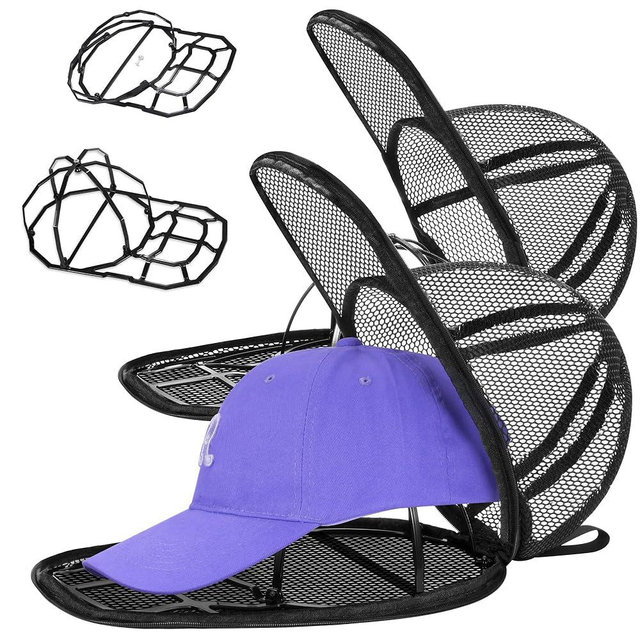 Upgraded Hat Washer Cage 2 Pack,Foldable Baseball Cap Cleaner, Hat Washing Cage For Washing Machine, Durable Ball Cap Washer Saver Holder With Mesh Bag for Adult Kids