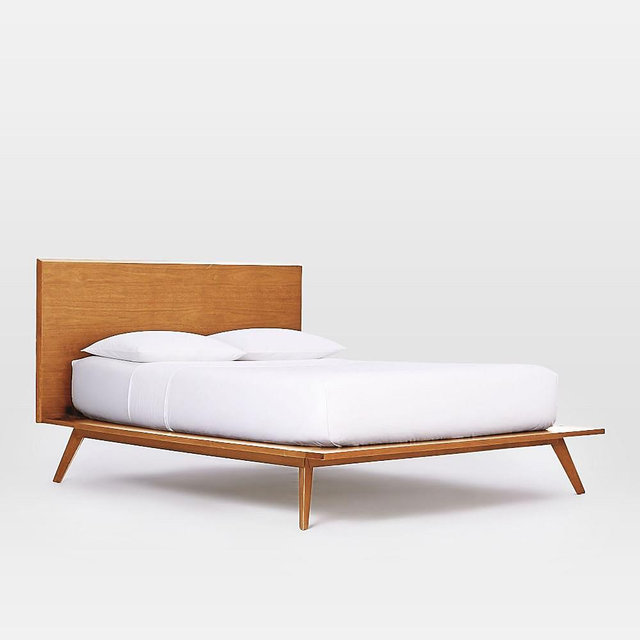 Mid-Century Platform Bed-Queen, Acorn