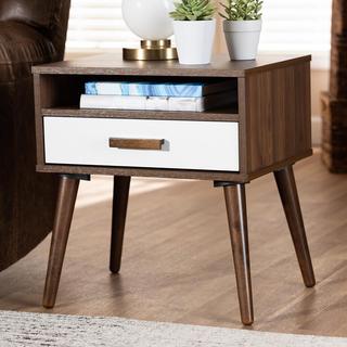 Quinn Mid-Century Modern Finished 1-Drawer Wood end Table