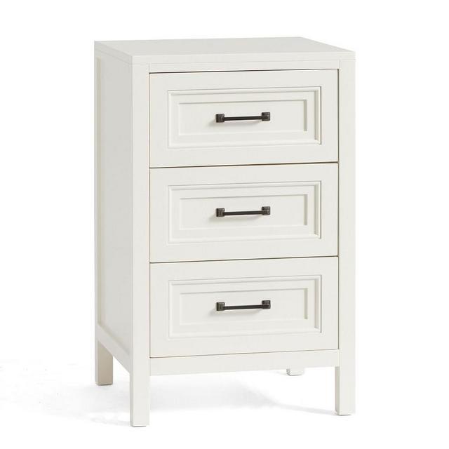 Sussex 20" 3-Drawer Nightstand, Bright White