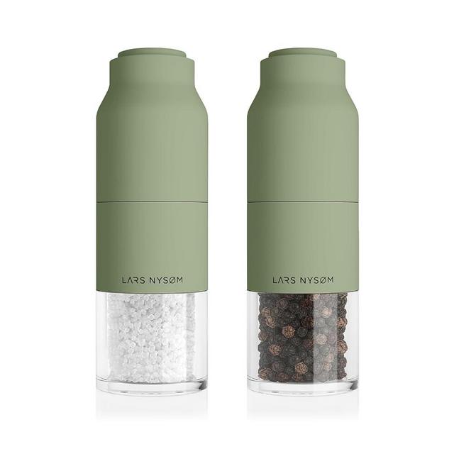 LARS NYSØM Stainless Steel Salt and Pepper Mill Set with Adjustable Ceramic Grinder I Manual Spice Mill Set (Sage)