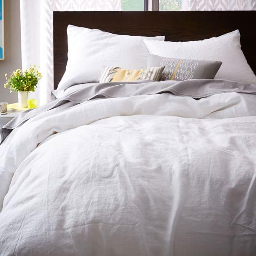 King Belgian Flax Linen Duvet Cover - White