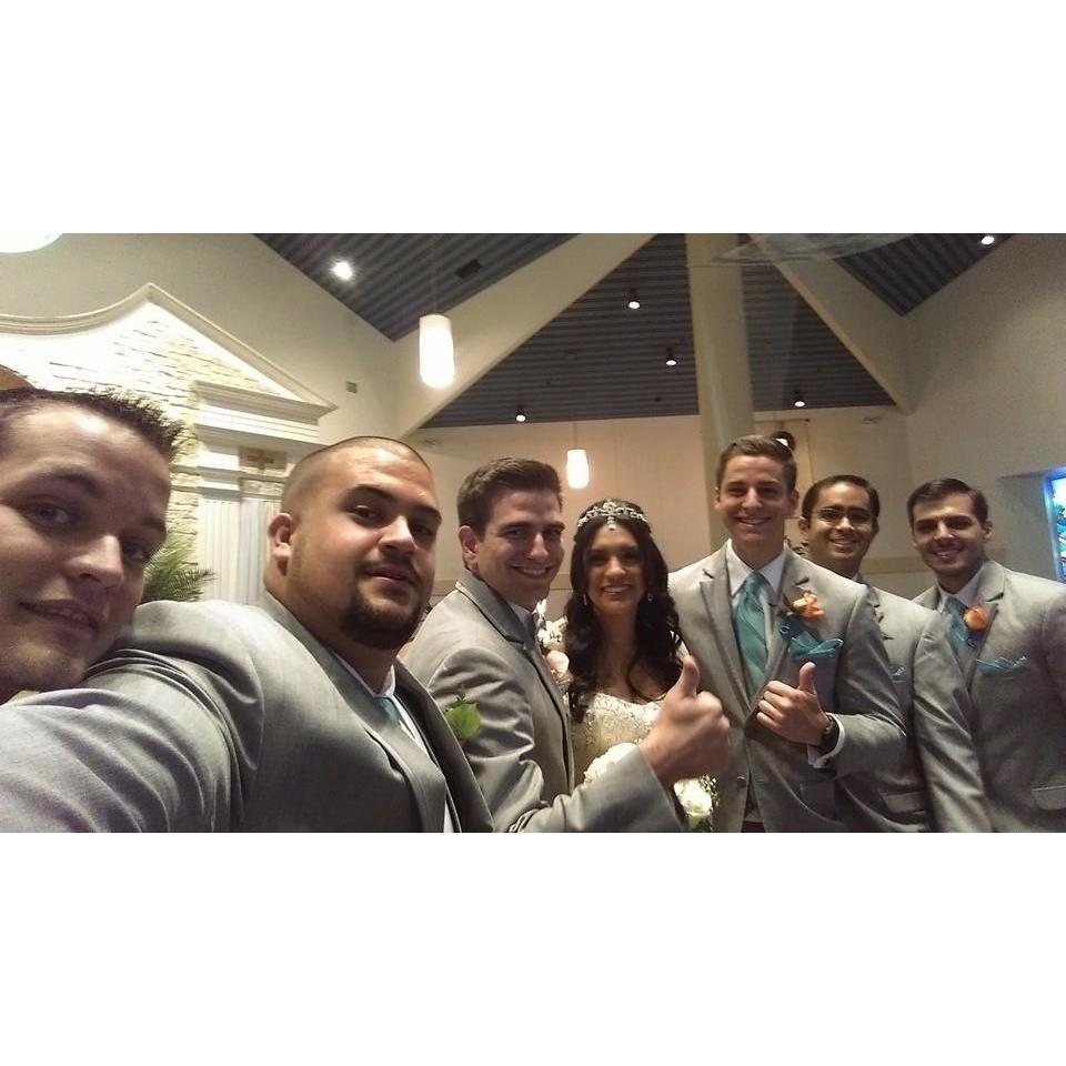 Selfie after our vows with the groomsmen.