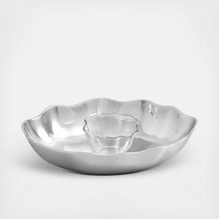 Floret Alloy Two-Piece Chip & Dip Server