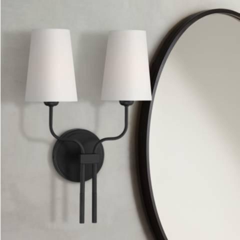 Melody 19 1/2" High Black Metal 2-Light Wall Sconce