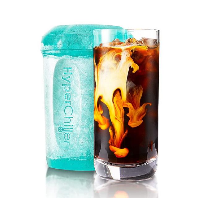 HyperChiller by Maxi-Matic Patented Instant Coffee/Beverage Cooler, Ready in One Minute, Reusable for Iced Tea, Wine, Spirits, Alcohol, Juice, 12.5 OZ, Aqua Sky