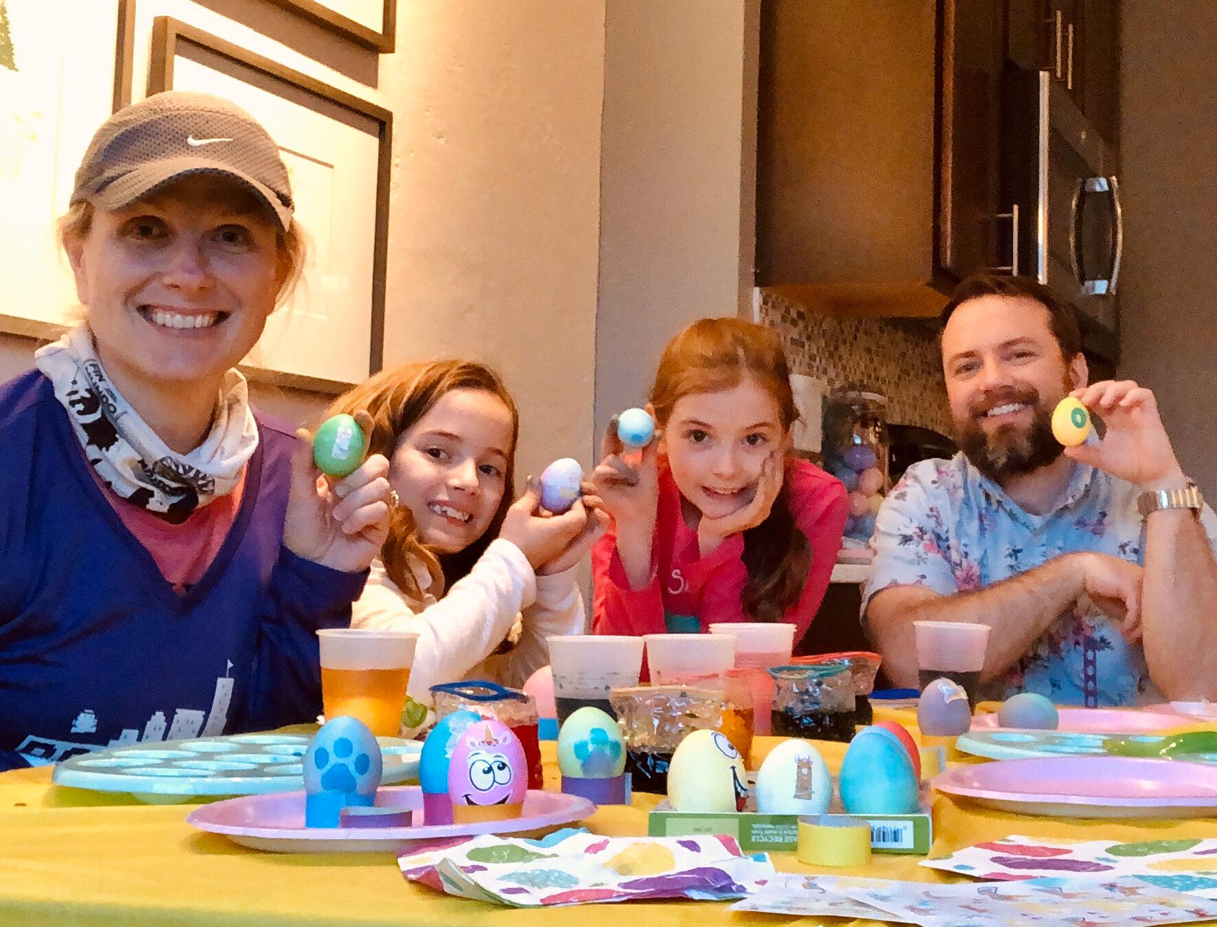 Dying Easter eggs. Creating family traditions.