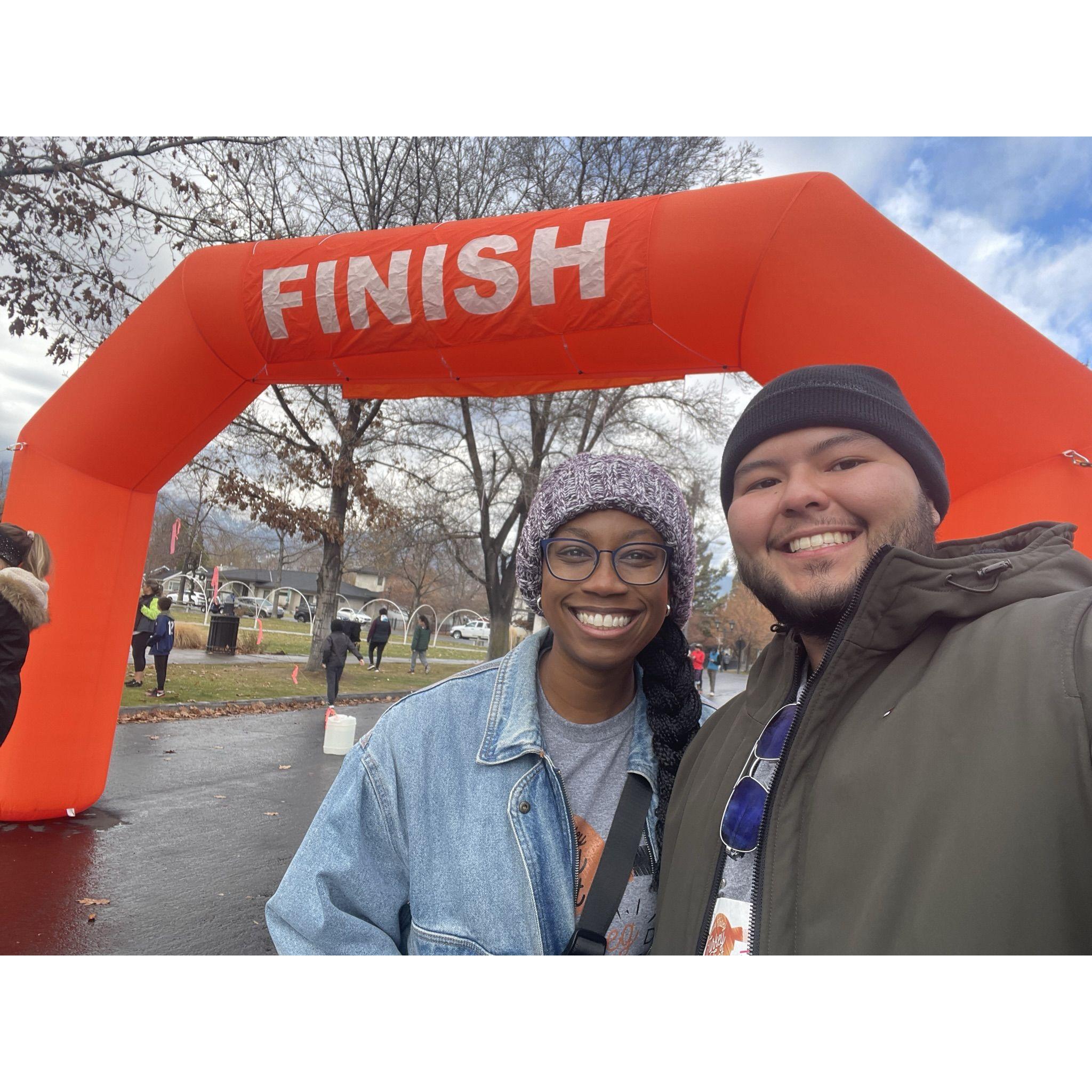 Celebrating our first Thanksgiving together with an early morning Turkey Trot in Carson City, Nevada