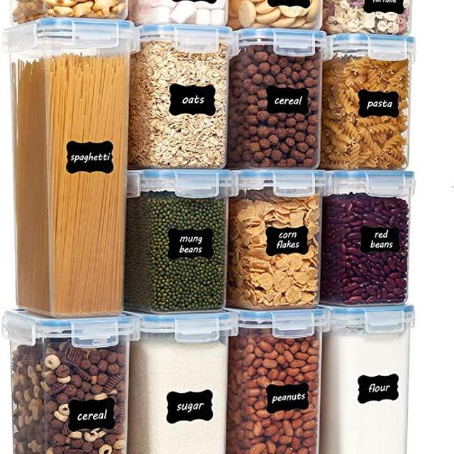 Vtopmart Airtight Food Storage Containers Set with Lids, 15pcs BPA Free Plastic, Include 24 Labels - Blue