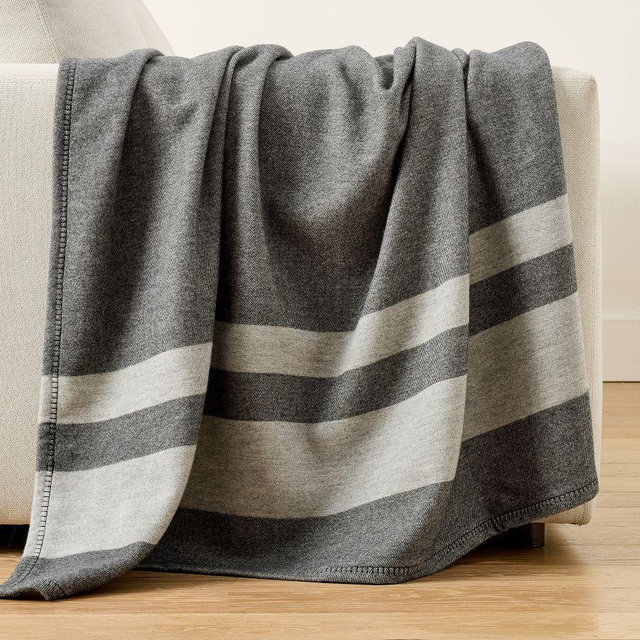 Lamb's Wool Striped Throw, Gray, 50" x 60"