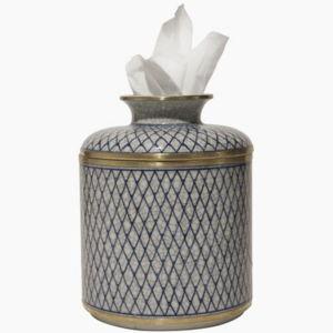 Axel Leaf Tissue Box, Blue/White