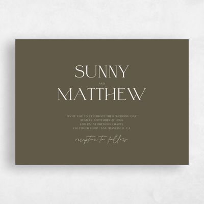 Dark Khaki, Green Wedding Invitation - Blonshine Landscape