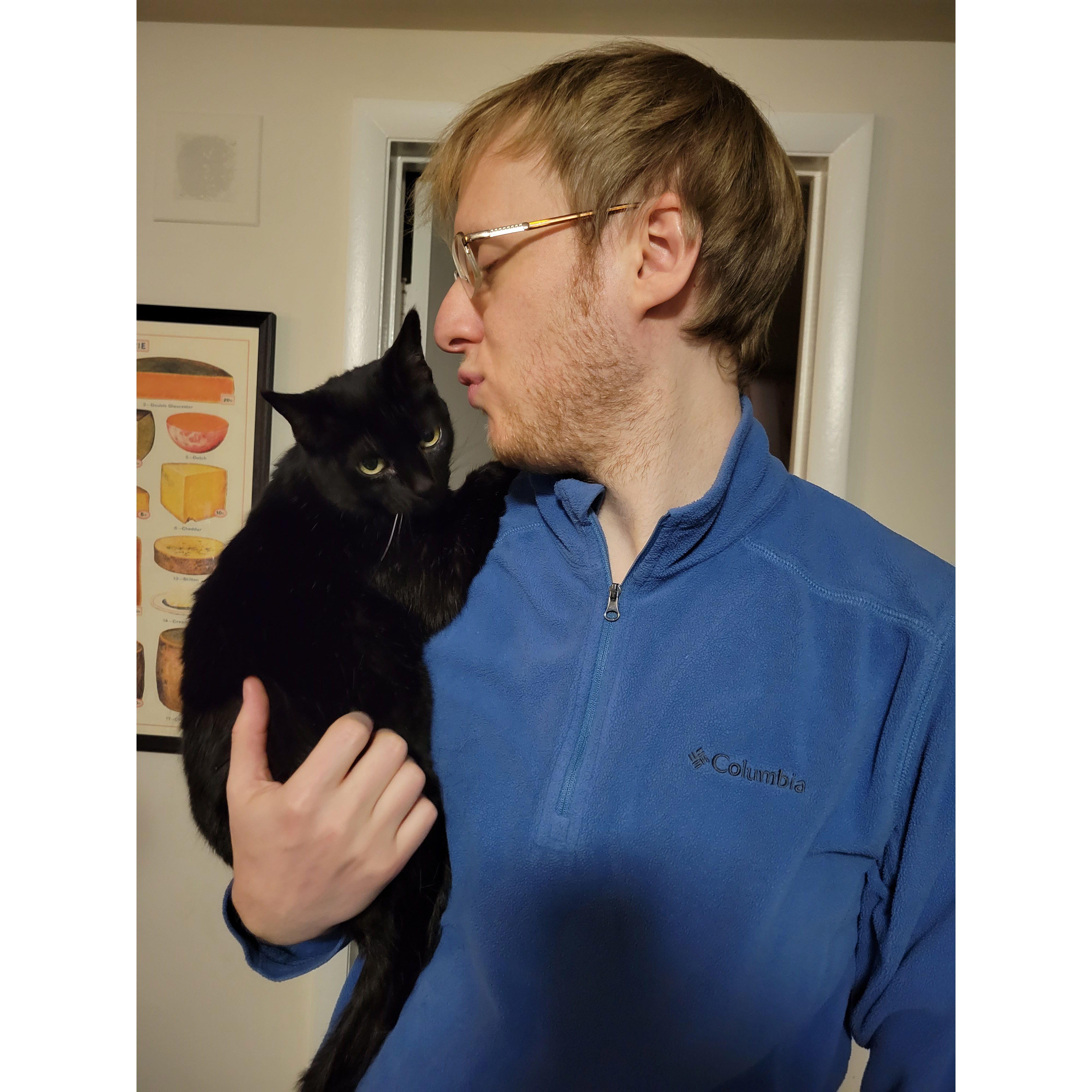 Schnitzel showing her new dad some love. 