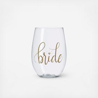 Bride Durable Plastic Stemless Wine Cup
