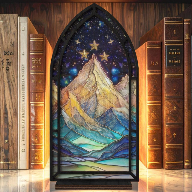 Fantasy Book Nook for Bookaholic, Stained Glass Candle Holder, Fantasy Book Lover & Reader Gift, Bookshelf Decor, Library Decor,Bookish Gift