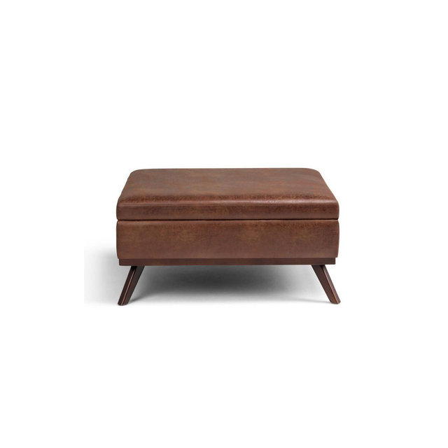 36" Ethan Coffee Table Storage Ottoman Distressed Brown - WyndenHall