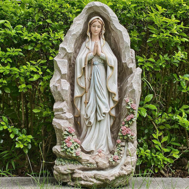 Grace4Joy Our Lady of Lourdes Statue - 24 Inches Virgin Mary Statue Outdoor Catholic Garden Decor, Our Lady of Lourdes Grotto Sculpture for Home Yard Patio Lawn Hallway Decor