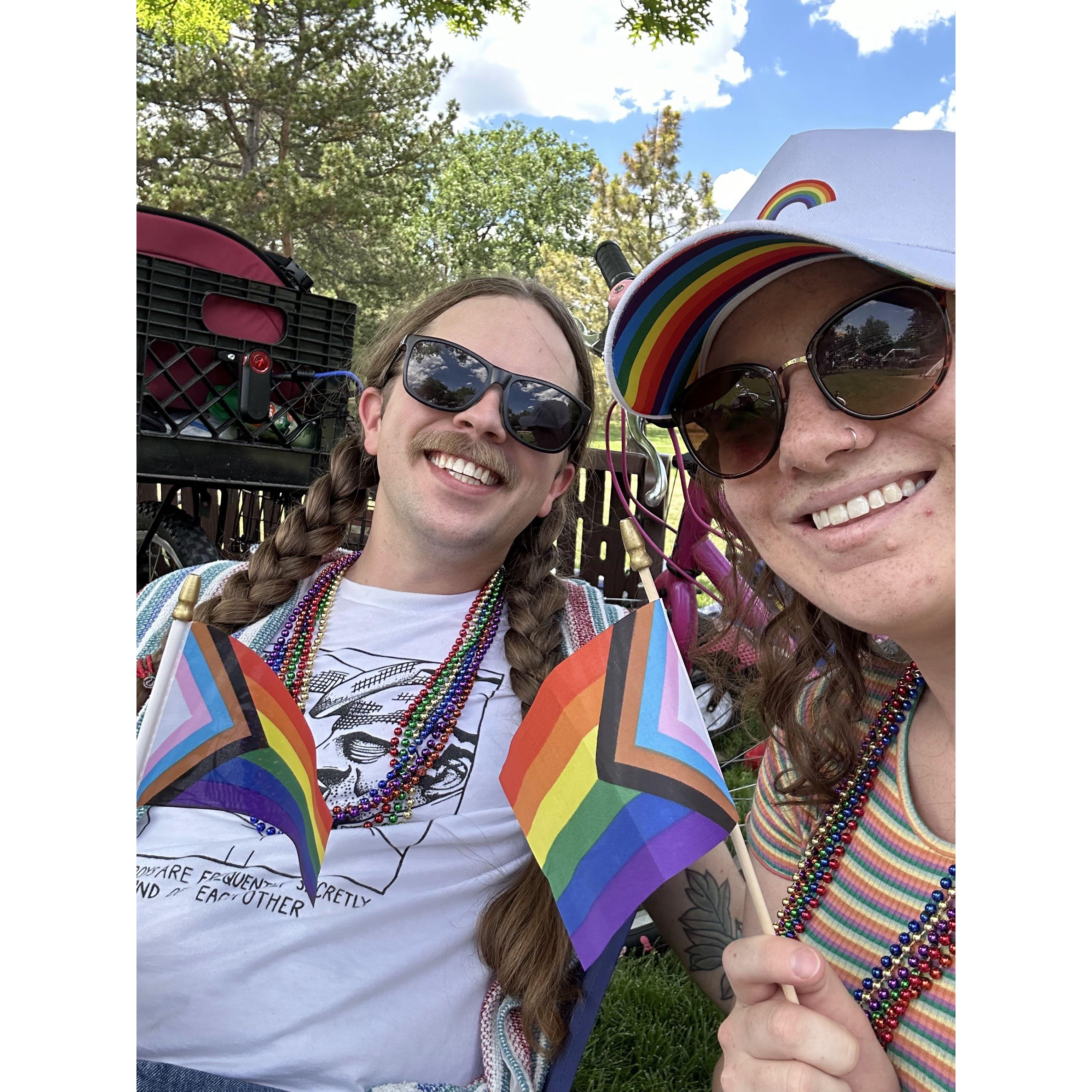 Sonya and Dillan at the Fort Collins Bike Mob's Pride Ride.