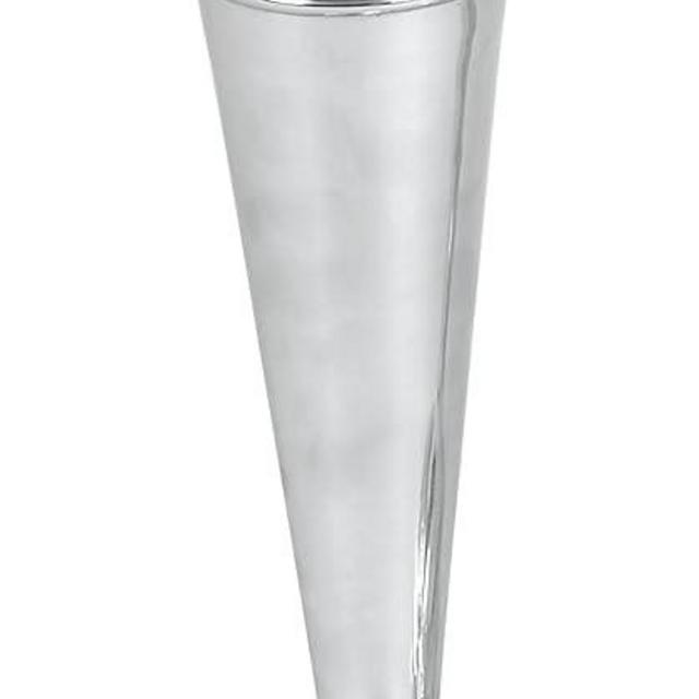 The Novogratz Aluminum Metal Decorative Vase Flute Shaped Centerpiece Vase, Flower Vase for Home Decoration 6" x 6" x 15", Silver