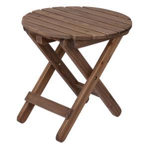Rustic Wine Round Wood Folding Outdoor Side Table