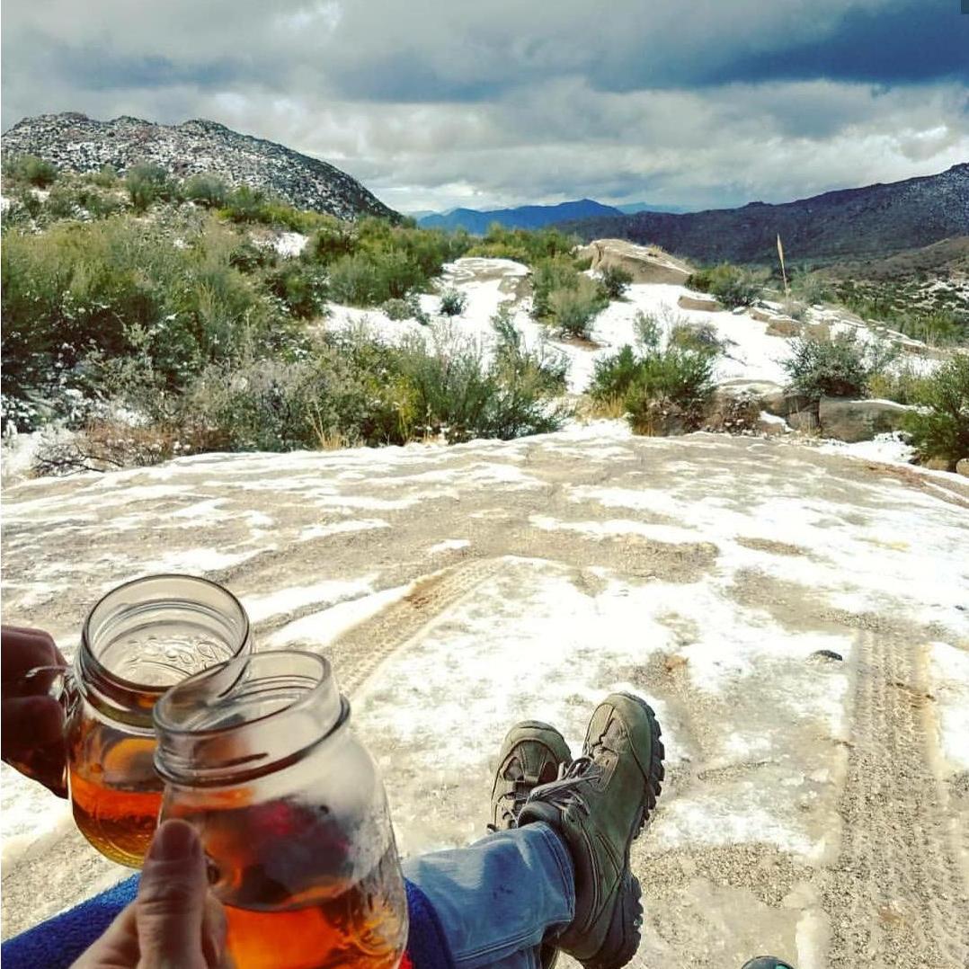 Four-Wheeling up Four Peaks and sharing hot cider.