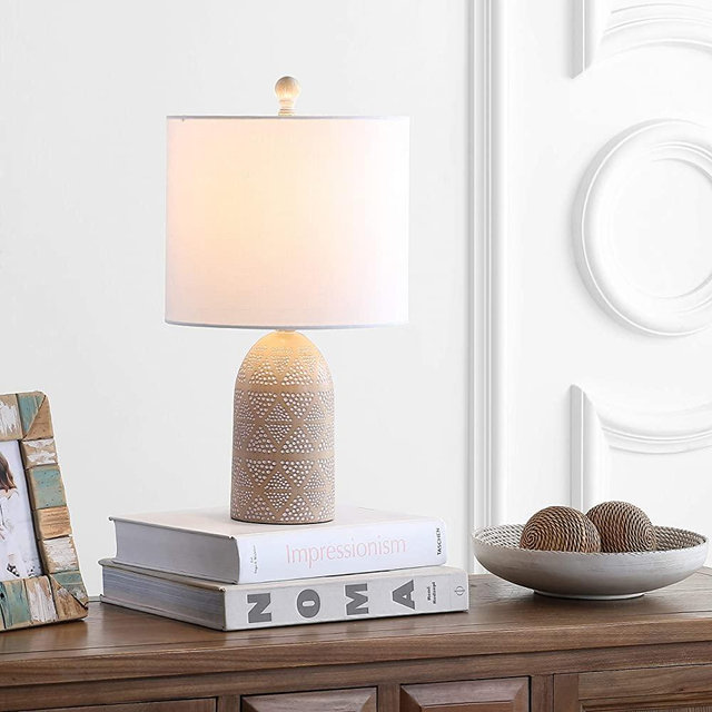 Safavieh Lighting Collection Nava Brown 19-inch Bedroom Living Room Home Office Desk Nightstand Table Lamp (LED Bulb Included)