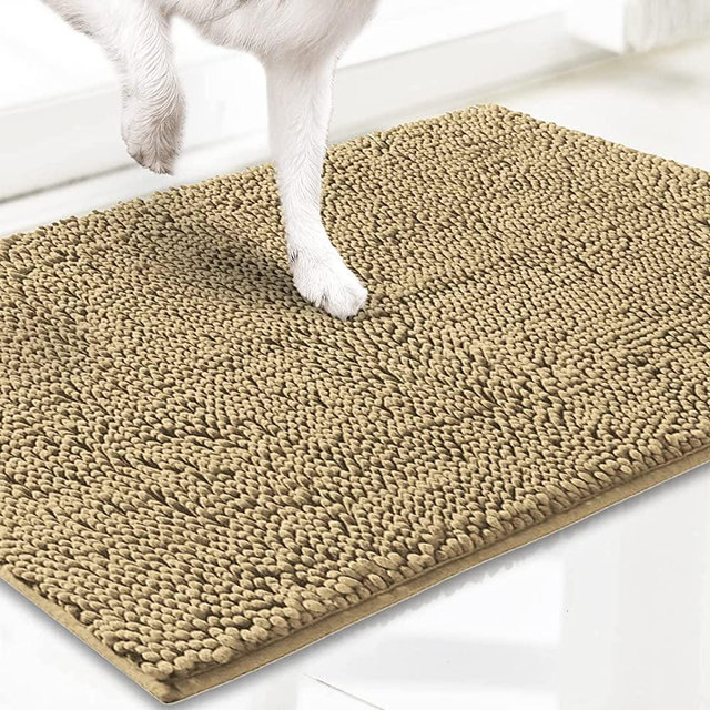 Muddy Mat AS-SEEN-ON-TV Highly Absorbent Microfiber Door Mat and Pet Rug, Non Slip Thick Washable Area and Bath Mat Soft Chenille for Kitchen Bathroom Bedroom Indoor and Outdoor - Beige Medium 30"X19"