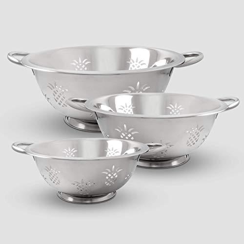 ExcelSteel 730 Resting Base, Dishwasher Safe Excellent for Vegetables, Salad, Fruit, Pasta Pineapple Colander, 1 QT/2.5 QT/4 QT, Stainless