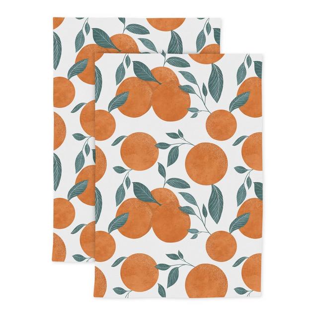 2pk Cotton Designer Orange Tree Kitchen Towels - MU Kitchen