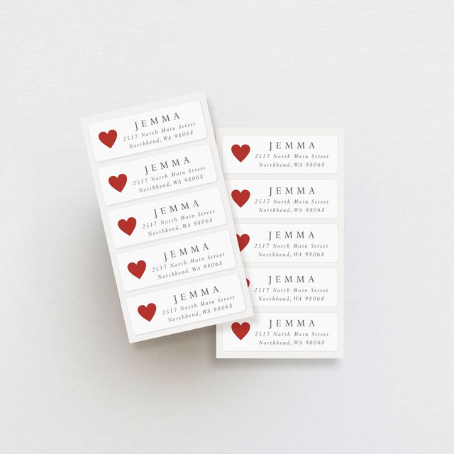 Personalized Return Address Labels: Red Heart Stickers (Set of 30)