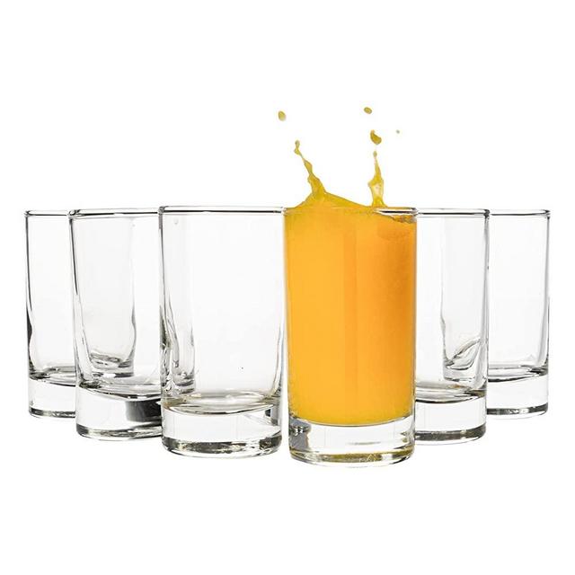 Vikko Small Juice Glasses, 4.75 Ounce Small Glass Cups, Thick and Durable Juice Glass, Heavy Base Juice Cups, Kids Drinking Glasses for Juice and Milk, Small Drinking Glasses Set of 6-2.1x3.9”