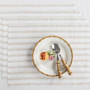 Capri Ticking Stripe Placemats - Natural & White Capri Stripe