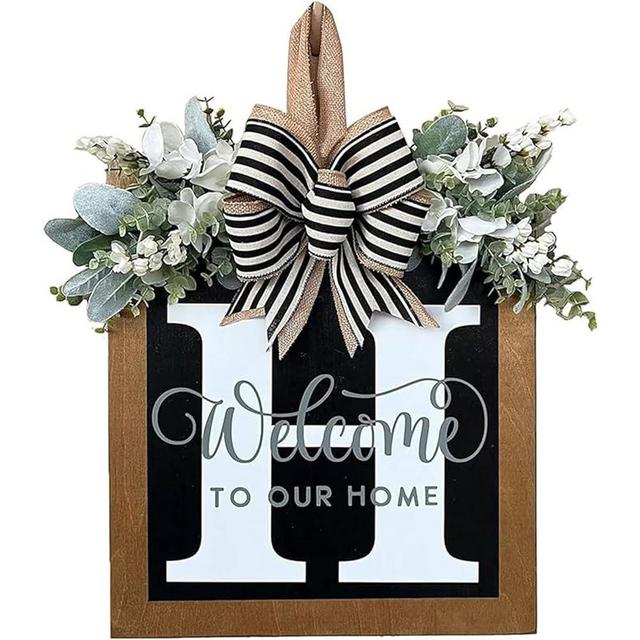 Last Name Front Porch Decor - Welcome Sign With 26 Letter Monogram (H) - Outdoor Decorations for All Seasons