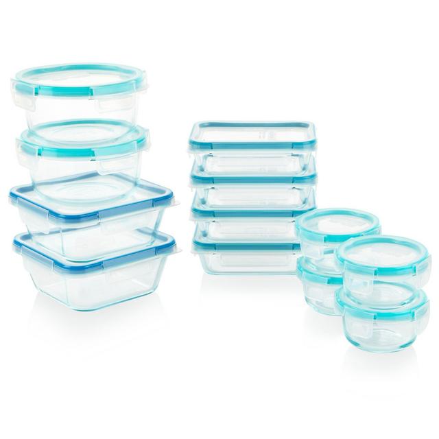 MealBox™ 5.8-cup Divided Glass Food Storage Container with Blue Lid