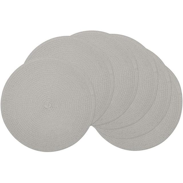 SHACOS Round Braided Placemats Set of 6 Round Table Mats for Dining Tables 15 inch (Gray, 6)
