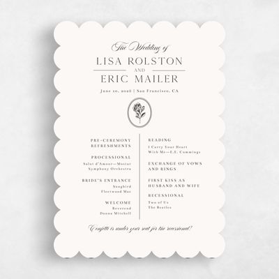 Beige Scalloped Wedding Program - Grandiflora