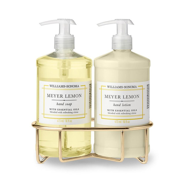 Williams Sonoma Meyer Lemon Hand Soap & Lotion 3-Piece Kitchen Set, Classic, Gold
